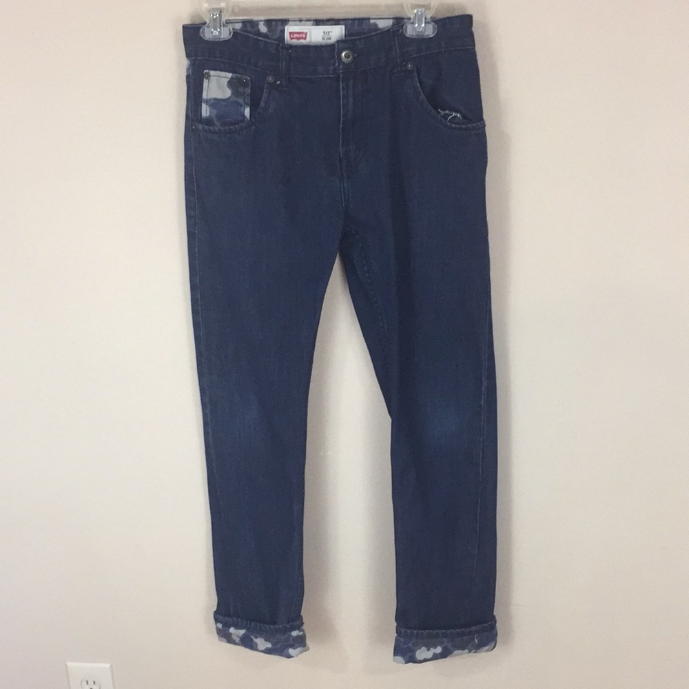 Levi’s 511 Slim Blue Jeans with Camo Accents Size 18Reg 29x29